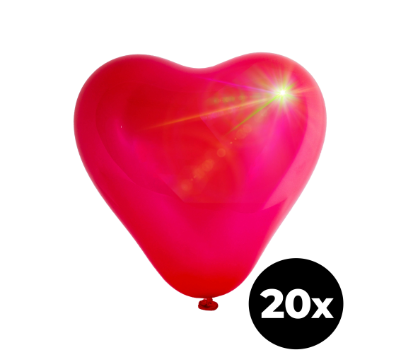 Aga4Kids Latexový balónek Srdce s LED diodou Červený 25 cm 20 ks